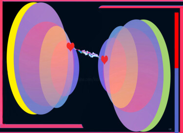 Digitale Kunst mit dem Titel "Coup de foudre" von Lookus Art, Original-Kunstwerk, Digitale Malerei