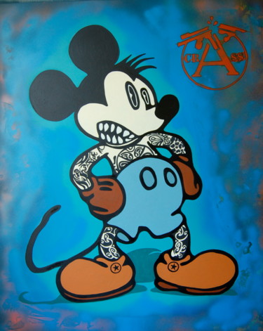 Peinture intitulée "Who killed Minnie ?" par Loo Nam, Œuvre d'art originale