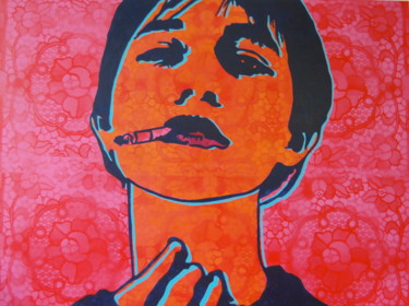 Peinture intitulée "portrait de charlot…" par Loo Nam, Œuvre d'art originale, Acrylique