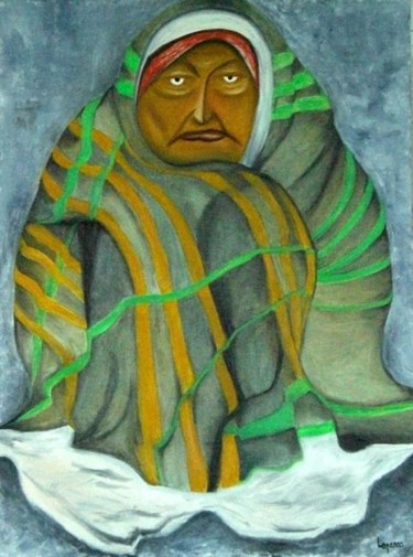 Peinture intitulée "La Mendiante" par Helene, Œuvre d'art originale, Huile