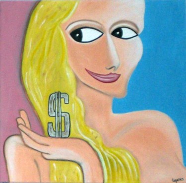 Peinture intitulée "Miss Blonde" par Helene, Œuvre d'art originale, Huile