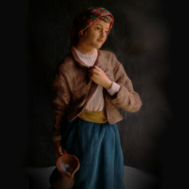 Scultura intitolato "woman with pitcher" da Arley Lopes, Opera d'arte originale, Ceramica