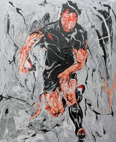 Painting titled "1440 : Rugby Black…" by Jean-Luc Lopez, Original Artwork, Acrylic Mounted on Wood Stretcher frame