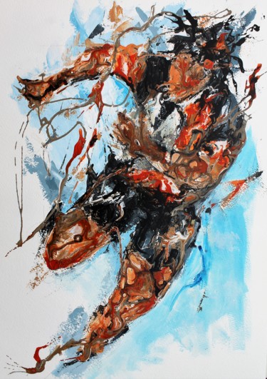 1452 : Rush de rugby Peinture intitulée "1452 : Rush de rugby" par Jean-Luc Lopez, Œuvre d'art originale, Acrylique
