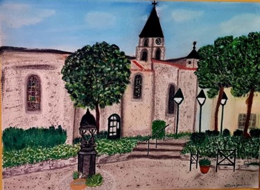 Peinture intitulée "Place des marronnie…" par Élisa Jau, Œuvre d'art originale, Pastel
