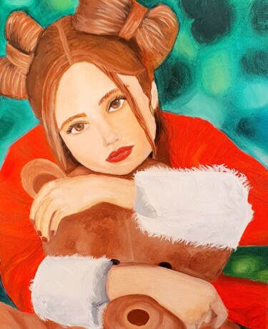 Peinture intitulée "Mère Noël 2022" par Patricia Mouttet-Lopez, Œuvre d'art originale, Huile