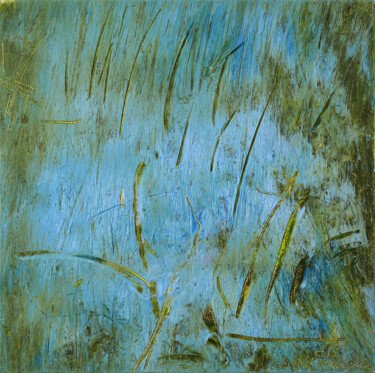 Painting titled "Square green grass…" by Lora Pavlova, Original Artwork, Oil