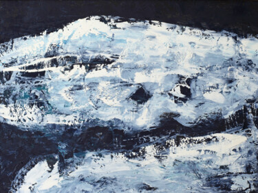 Pintura titulada "Black White Abstrac…" por Lora Pavlova, Obra de arte original, Oleo