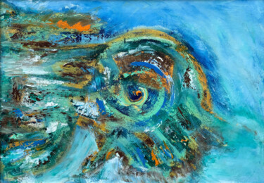 Картина под названием "Emerald abstract se…" - Lora Pavlova, Подлинное произведение искусства, Масло
