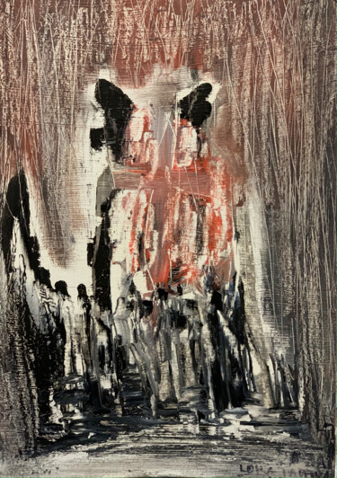Pittura intitolato "Two Black Red White…" da Lora Pavlova, Opera d'arte originale, Olio