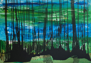 Pintura intitulada "Black Rain 1986" por Lora Pavlova, Obras de arte originais, Acrílico