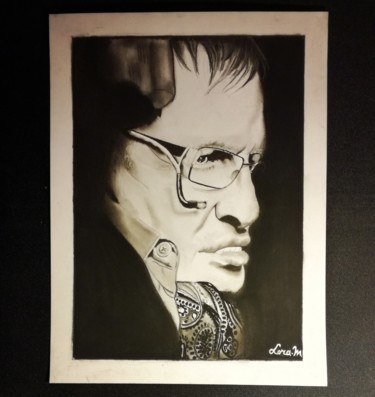 Dibujo titulada "Stephen Hawking" por Lora, Obra de arte original, Carbón