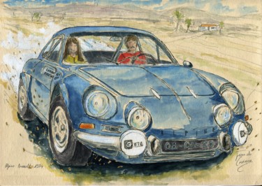 Pintura titulada "Alpine Renault" por Loran De Cevinne, Obra de arte original, Acuarela