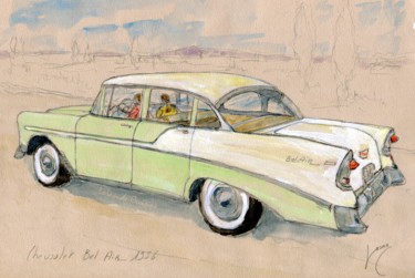 绘画 标题为“Chevrolet Bel-Air 1…” 由Loran De Cevinne, 原创艺术品, 水彩