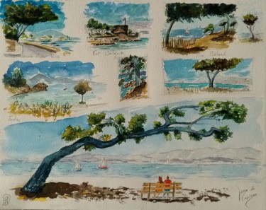 Painting titled "Rade de Toulon" by Loran De Cevinne, Original Artwork, Watercolor