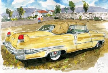Painting titled "Cadillac Série 62 d…" by Loran De Cevinne, Original Artwork, Watercolor
