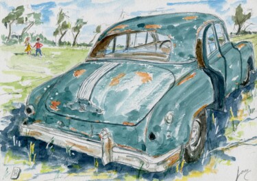 「Pontiac Chieftain」というタイトルの絵画 Loran De Cevinneによって, オリジナルのアートワーク, 水彩画