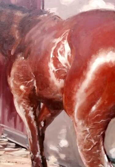 Peinture intitulée "cheval DEAUVILLE ,c…" par Lorann Lacave -Ladeuix, Œuvre d'art originale, Huile Monté sur Châssis en bois
