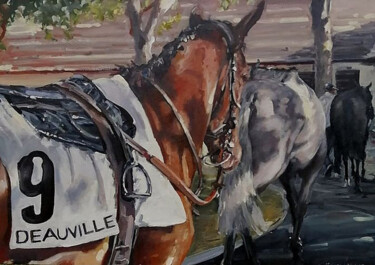 Pintura intitulada "deauville cheval de…" por Lorann Lacave -Ladeuix, Obras de arte originais, Óleo