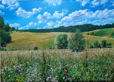 Pintura intitulada "Flowery field" por Lorant Cucui, Obras de arte originais, Acrílico