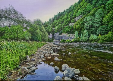 Картина под названием "River in twilight" - Lorant Cucui, Подлинное произведение искусства, Акрил