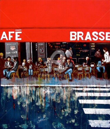 Peinture intitulée "" LA PAUSE CAFÉ"" par Carlo Maiolini, Œuvre d'art originale