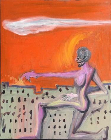 Peinture intitulée "guerrier de l'ombre" par Lorca Maubourguet, Œuvre d'art originale, Huile