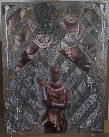 Collagen mit dem Titel "Etiopian Woman" von Lord Faz, Original-Kunstwerk, Collagen