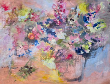Painting titled "Untitled Floral Abs…" by Liz Lore, Original Artwork, Acrylic