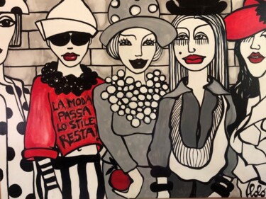 Painting titled "coco chanel cit." by Loredana Lolo Gianolio, Original Artwork, Acrylic Mounted on Wood Stretcher frame