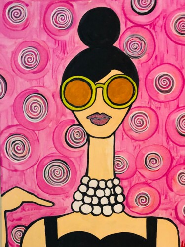 Painting titled "I’m chic (ritratto…" by Loredana Lolo Gianolio, Original Artwork, Acrylic Mounted on Wood Stretcher frame