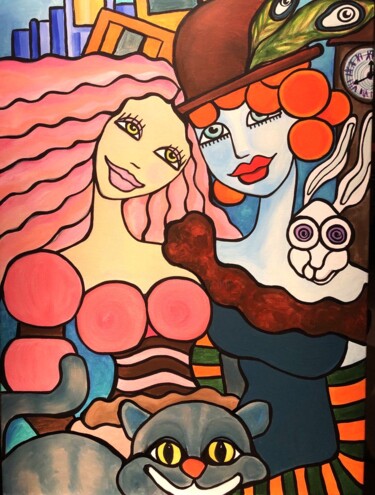 Painting titled "FantasyFamily2024" by Loredana Lolo Gianolio, Original Artwork, Acrylic Mounted on Wood Stretcher frame