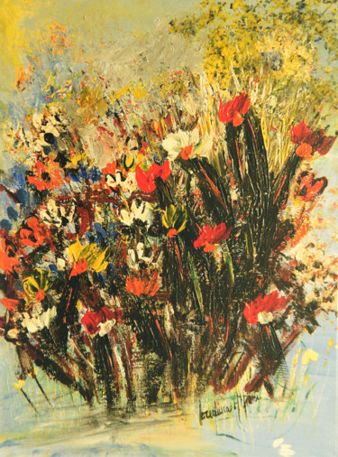 Pittura intitolato "Abbraccio di fiori" da Loredana Alfieri, Opera d'arte originale, Acrilico