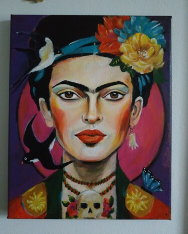 Malerei mit dem Titel "Frida Kahlo 2" von Lorelye, Original-Kunstwerk, Acryl