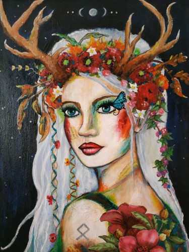 Painting titled "Mélusine" by Lorelye, Original Artwork, Acrylic