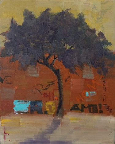 Schilderij getiteld "Urban tree" door Lorena Iavorschi, Origineel Kunstwerk, Olie