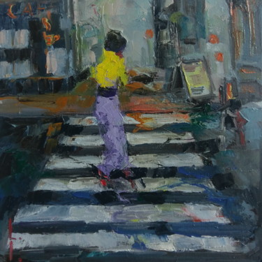 Painting titled "In the city" by Lorena Iavorschi, Original Artwork, Oil