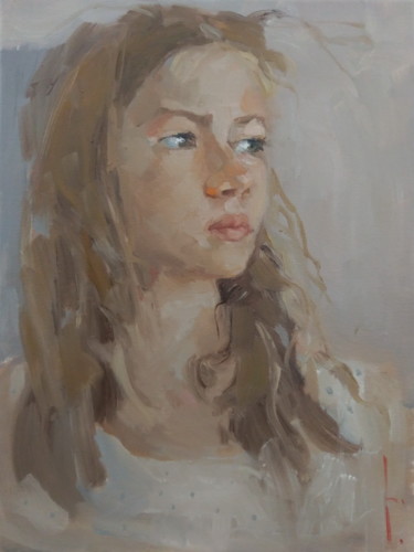 Painting titled "Thinking" by Lorena Iavorschi, Original Artwork, Oil