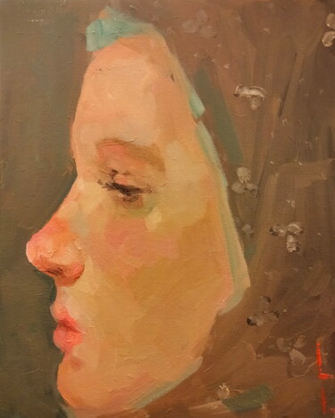 Painting titled "Girl profile" by Lorena Iavorschi, Original Artwork, Oil