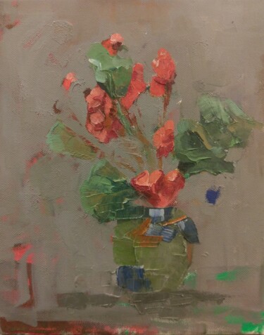 Painting titled "Cyclamen" by Lorena Iavorschi, Original Artwork, Oil