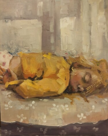 Painting titled "Morning sleep" by Lorena Iavorschi, Original Artwork, Oil