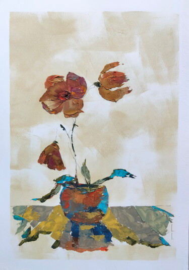 Peinture intitulée "Bronze flowers" par Lorena Iavorschi, Œuvre d'art originale, Huile