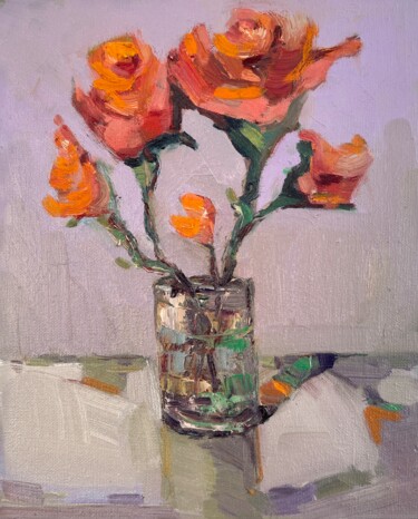 Malerei mit dem Titel "Orange blossom" von Lorena Iavorschi, Original-Kunstwerk, Öl