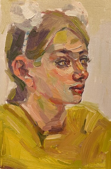 Картина под названием "Sofia in yellow" - Lorena Iavorschi, Подлинное произведение искусства, Масло