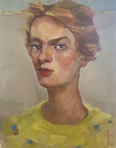 Schilderij getiteld "Lemon blouse" door Lorena Iavorschi, Origineel Kunstwerk, Olie