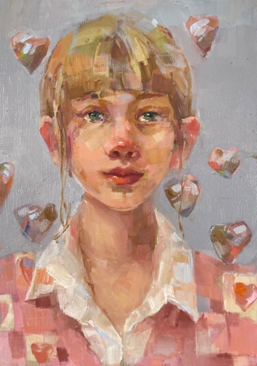 Pintura intitulada "Flying  hearts" por Lorena Iavorschi, Obras de arte originais, Óleo
