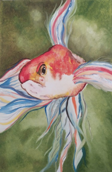 Painting titled "Koi Fish" by Lorena Rupp, Original Artwork, Oil