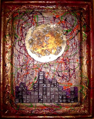 Peinture intitulée "City by Night" par Lorenadia Vidoni, Œuvre d'art originale, Huile
