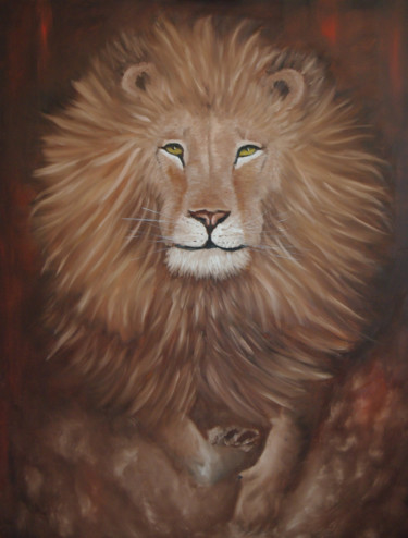 Peinture intitulée "lion.jpg" par Lorène Jourdain, Œuvre d'art originale, Huile