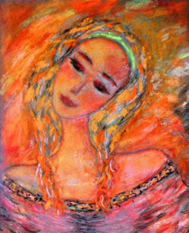 Painting titled "Smile in August" by Lorenzina B, Original Artwork, Pastel Mounted on Other rigid panel